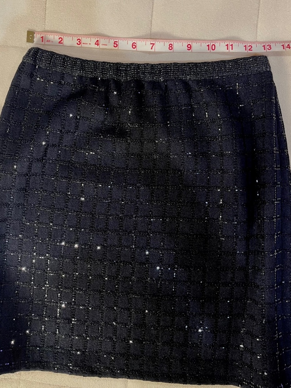 St John Evening Santana Knit Skirt Suit Set Black Metallic Sparkle Size 4 USA - Picture 13 of 14